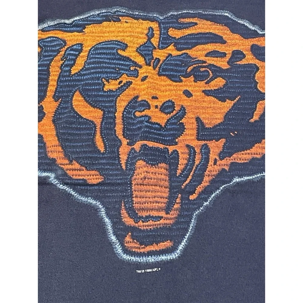 Vintage 1996 Chicago Bears Pro Player T Shirt XL Single Stitch NFL Navy Blue